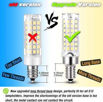 ALIDE E12 C7 Dimmable Led Candelabra Bulbs Kx 2000 60 Watt Replacement, 6000k Daylight White T6 110V 120V Small Base E12 LED Bulbs 6W for Ceiling Fan Salt Lamp Chandelier Lighting,600lm,8Pack