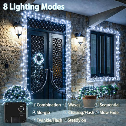 6 Pack Solar String Lights Outdoor, Extra-Long 600LED Solar Fairy Lights Outdoor Waterproof, Solar Twinkle Lights Silver Wire 8 Modes Solar Outside Lights for Xmas Tree Party Wedding (Cool White)