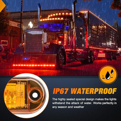 Nilight 2.5 Inch Oval Side Marker Light 10PCS Amber 2 Diode LED Trailer Clearance Fender Lights Waterproof Surface Mounted for 10-30V Truck Camper Boat Lorry