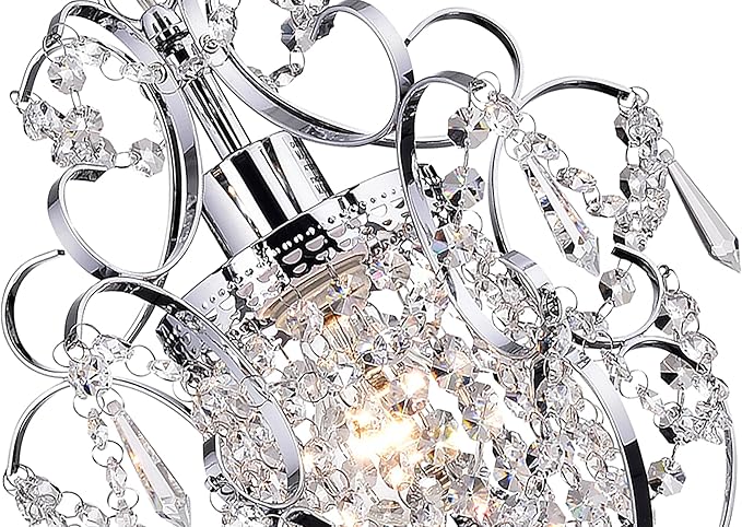 Edvivi Amorette Mini Chandelier Chrome Crystal Chandeliers, 1 Light Modern Elegant Glam Ceiling Light Fixture Chrome, Adjustable Hanging Lighting for Closet Bedroom, Girls Room, Kitchen Island, 2-Pack