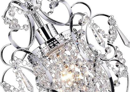 Edvivi Amorette Mini Chandelier Chrome Crystal Chandeliers, 1 Light Modern Elegant Glam Ceiling Light Fixture Chrome, Adjustable Hanging Lighting for Closet Bedroom, Girls Room, Kitchen Island, 2-Pack