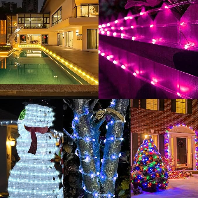 Gvwoxm 50FT 150 LED Rope Lights, 18 Colors with Timer, 5 Modes, Waterproof Plug-in Remote Control Camping String Lights for Outside, Camping, Classroom, Party, Festival Decoration Light Strings
