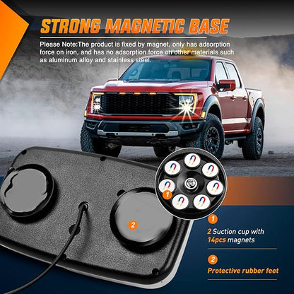 Nilight 12 Inch Roof Top Strobe Lights 48LED Hazard Light Emergency Safety Warning LED Flashing Bar Magnetic Mount 12V 24V Cars Trucks Tractors Snow Plows Construction Vehicles
