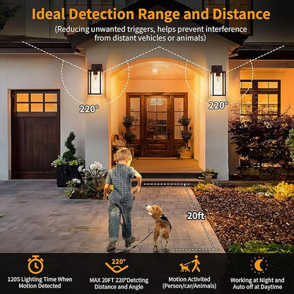 13'' Oil Rubbed Bronze Motion Sensor Outdoor Light Fixtures Wall Mount, Large Front Porch Lights,Dusk to Dawn Exterior Wall Sconce, Waterproof Lantern Lamp,Outside Coach Light for House,Garage,Yard