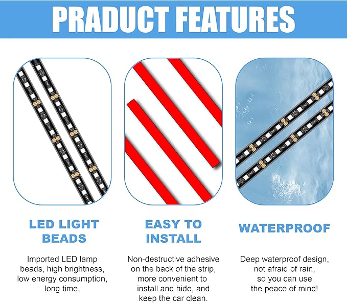 Car LED Strip Light, 24 LED RGB Neon Auto Interior Atmosphere Lights, 12V Cigarette Lighter Under Dash Ambient Night Light, Auto Decorative Lamp Accessory for Car Truck (Red, Cigar Lighter)