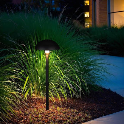 Lumina Lighting® Low Voltage Landscape Lighting Cast-Aluminum Path and Area Light Warm White 3W G4 LED Bulb and ABS Ground Stake Included for Yard Walkway Lawn PAL0107-BKLED4 (Black,4-Pack)