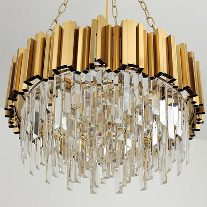 Modern Crystal Lighting 9 Lights Gold Chandelier Light Fixture Dining Room Chandeliers Living Room Bedroom Foyer Hallway Contemporary Chandelier with Light W22in
