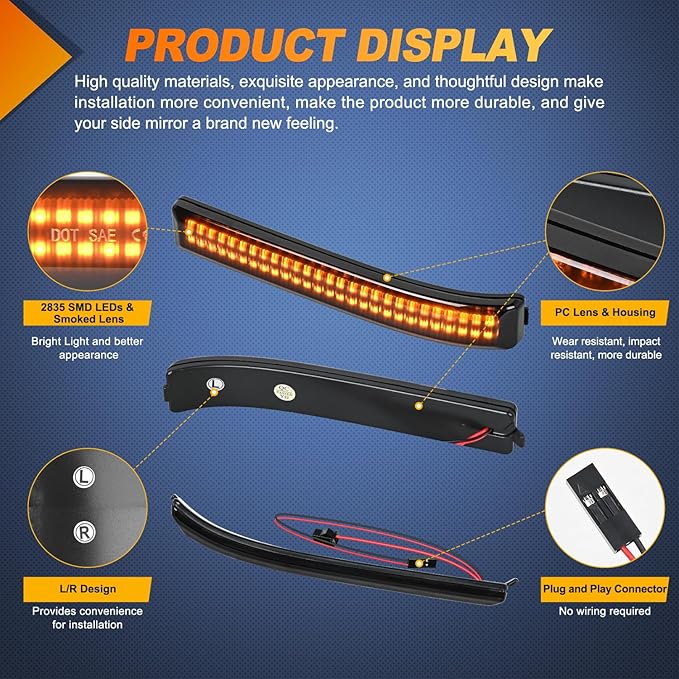 Nilight Side Mirror Marker Light Switchback Amber Turn Signals White Day Running Lights Smoked Lens Plug and Play Compatible With 2009-2014 Ford F150 2010-2014 Raptor