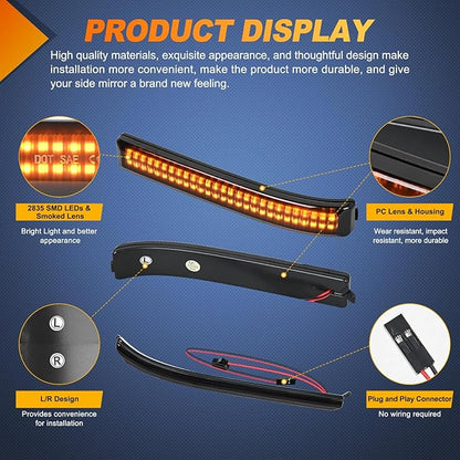 Nilight Side Mirror Marker Light Switchback Amber Turn Signals White Day Running Lights Smoked Lens Plug and Play Compatible With 2009-2014 Ford F150 2010-2014 Raptor