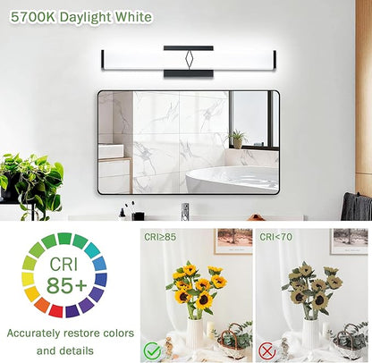 32 Inch Bathroom Vanity Light 3200LM, 5700K Daylight White Modern Bathroom Light Dimmable, AC 120V 36W Matte Black LED Vanity Lighting Fixtures Wall Sconce ETL Certified, 1Pack