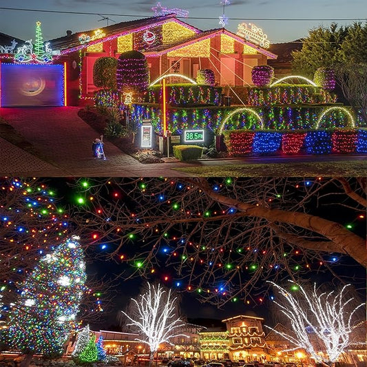 WATERGLIDE 1000 LED Christmas String Lights, 328 FT Green Wire LED Decorative Fairy Lights with Remote & 8 Modes, Waterproof for Outdoor Xmas Holiday Party Garden Wedding Home Decor, Multicolor
