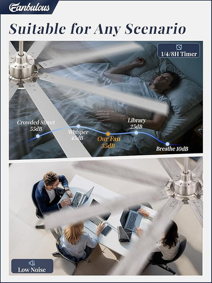 72 Inch Ceiling Fans with Lights and Remote, Dual-Sided Reversible Blades for Versatile Décor, Quiet DC Motor, 120° Wide-Angle Customized Brightness & 3CCT, Damp Rated for Indoor/Outdoor Use