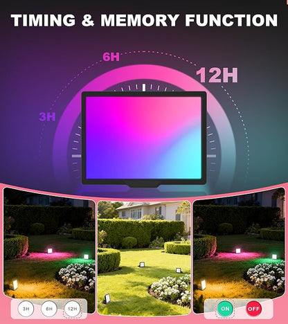 100W LED Flood Light with Remote & 6.6Ft Cable, Christmas Floodlight RGB IP66 Waterproof Color Changing, 5000K White Daylight, Timing Waterproof Landscape Light, Outdoor Uplight for Event, 4 Pack