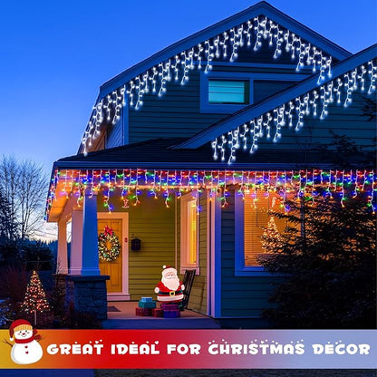 JMEXSUSS Color Changing Lights Outdoor Waterproof, 11 Modes 400 LED Christmas Icicle Lights with 40 Drops, White to Multicolor Icicle Light for Indoor Christmas Eaves Party Decorations