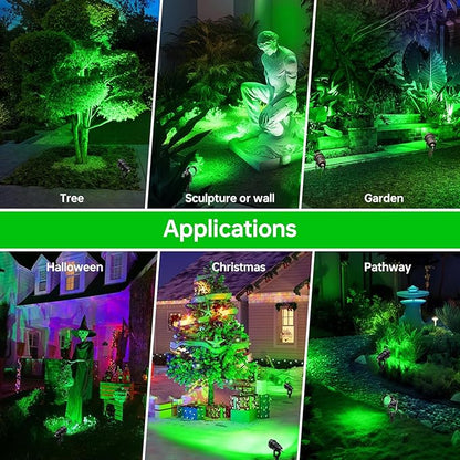 Christmas Spot Lights Outdoor Landscaping Spotlight,12W Green LED Landscape Lighting for Yard Garden Easter Lawn Lighting,2Pack