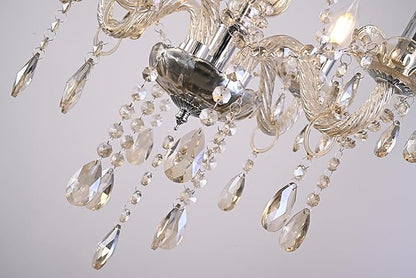 YYSHCHEN Cognac Small Crystal Chandelier,Vintage Mini Glass Chandelier for Dining Room,Living Room,Bedroom,Enrtryway