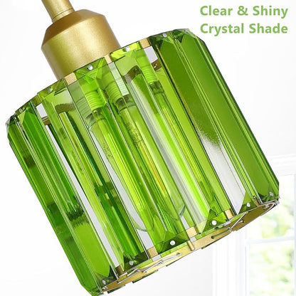 PAUFUL Green Crystal Close to Ceiling Light Fixtures,3-Light Modern Semi Flush Mount Ceiling Light,Kitchen Light Fixture with Crystal Shades,Hallway Lighting Fixture for Entryway Bedroom Bathroom