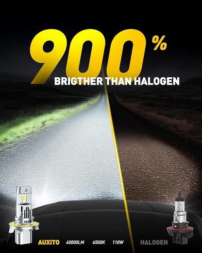 AUXITO H13 Bulbs, 40000LM 9008 LED Super Bright, 900% Light Bulbs, Plug N Play, Long Lifespan, 2PCS