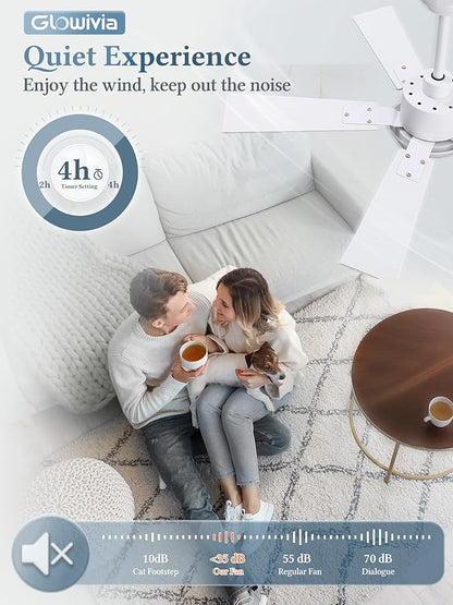 42 Inch Ceiling Fans with Lights and Remote&APP Control, White Smart Ceiling Fan with 3000-6000K Dimmable, 6 Speeds Quiet Reversible Motor, Indoor/Outdoor Ceiling Fan for Bedroom Living Room