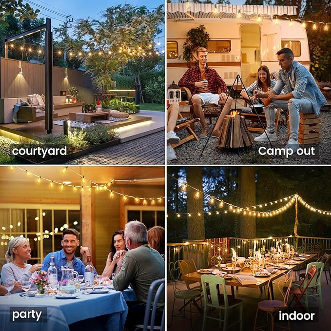 OHLUX 60FT Solar Globe String Lights Outdoor, Shatterproof Solar Patio Lights with Remote, 27 Dimmable LED Filament ST38 Bulbs, 2200K Soft Warm White Edison Hanging Light for Outside Canopy Deck