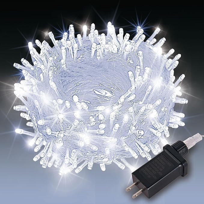 Etinga 100 LED String Lights 33ft Cool White, Plug in Fairy Lights with 8 Modes, Indoor Outdoor Christmas Lights for Bedroom Tree Patio Porch Wedding Holiday Decorations (Cool White, 100 LED 33ft)