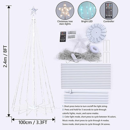Joomer Christmas Tree Star Lights, 8FT 340LED Smart Orange Purple Light with Remote Timer Music Sync Bluetooth App Controlled RGB Color Changing Lights for Christmas Halloween Decoration