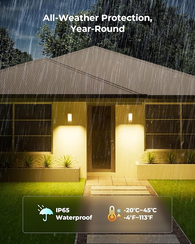 2 Pack Motion Sensor Outdoor Lights, 10000mAh Rechargeable 600 Lumen Battery Operated Outdoor Wall Lights with 3 Modes, 3 Colors, IP65 Waterproof Outdoor Security Lights for Fences, Garage, Patio