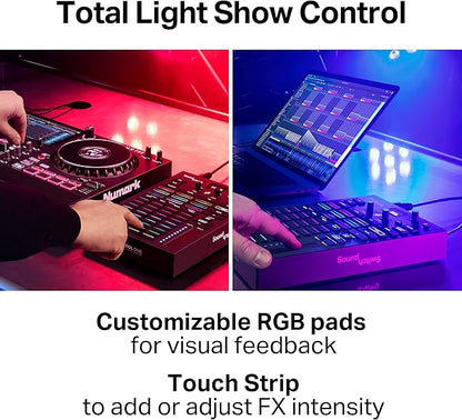 Denon DJ SC Live 4 WHITE DJ Controller and DMX Lighting Controller for Live Music, DJ sets, Events, Music production