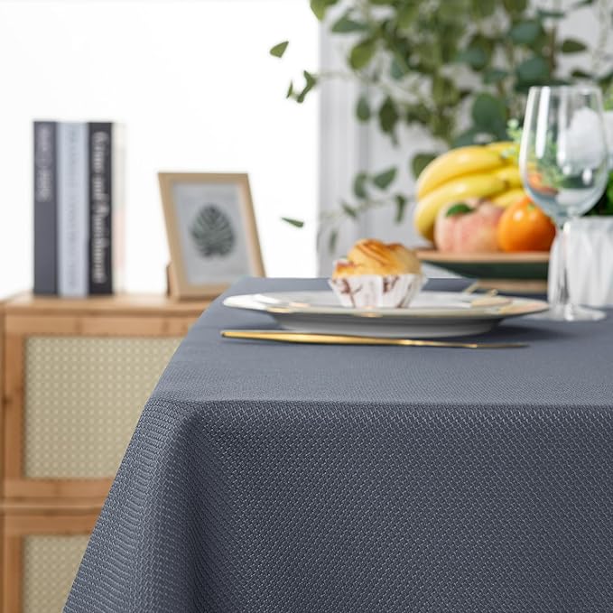 Hiasan 60 X 120 Inch Rectangle Textured Tablecloth - Waterproof Spillproof Antiwrinkle Jacquard Table Cloth for Kitchen and Dining Dinner, Outdoor Picnic, Holiday and Parties, Dark Grey
