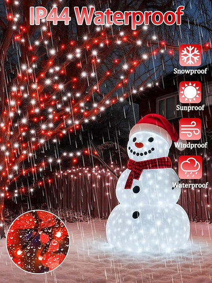 2-Pack 66FT 200 LED Christmas Lights, 13 Modes Extendable Christmas Tree Lights with Timer & Memory, Waterproof Twinkle Fairy Lights Green Wire Outdoor String Lights Indoor for Xmas Tree (Red White)