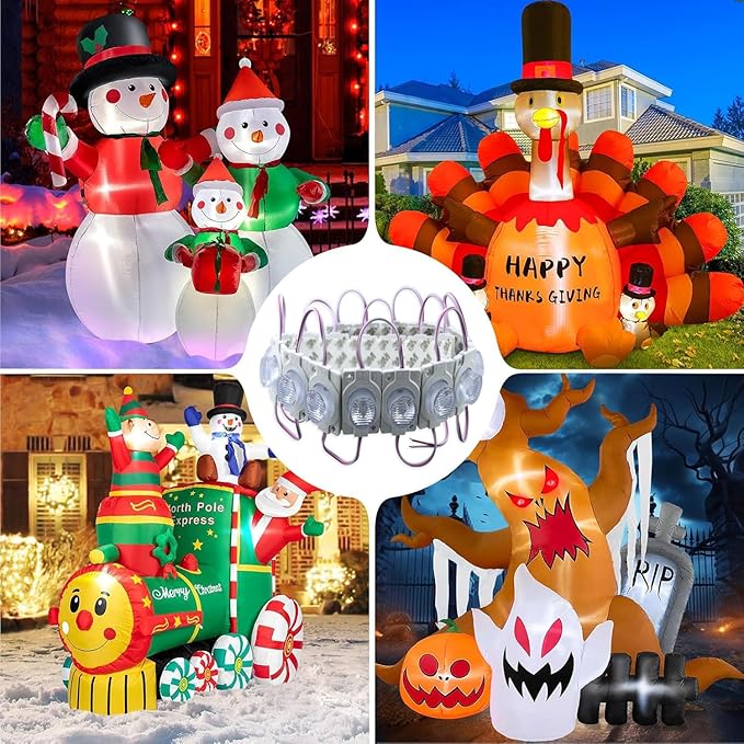 DC12V Replacement Lights for Inflatables 20Pcs 3 LED Lights Inflatables White with Self Adhesive - LED Lights Inflatables Yard Holiday Lawn Inflatables, Inflatables, Christmas Blowups.