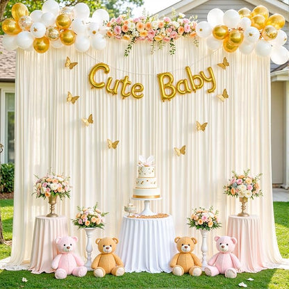 10ft x 7ft Champagne Backdrop Curtain for Baby Shower Wrinkle Free Backdrop Drapes Panels for Parties Wedding Bridal Shower Birthday Photo Photography Polyester Fabric Background Decoration