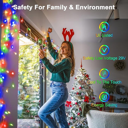 132FT 1332 LED Outdoor Christmas Lights - 296 Ice Drops, 12 Pro Modes with Timer Memory & Brightness, Waterproof Hanging Ice String Light for Holiday Wedding Garden Fence House Decor (Multicolor)