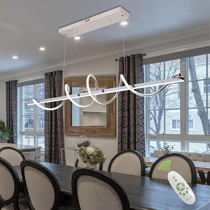 Modern LED Pendant Light for Kitchen Island Lighting,Dimmable Modern Chandelier Color Changing Dining Room Chandelier Light Fixture Creative Twisted into Beautiful Shape in Electroplated Chrome