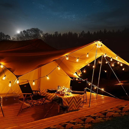 BLIATLUS 55FT Solar String Lights Outdoor Waterproof with Remote Control 15+2 Shatterproof LED ST38 Bulbs for Porch Garden Market Bistro Patio Backyard Fence