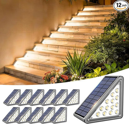 Solar Step Lights Outdoor Waterproof IP65,Warm White Solar Stair Lights, Outdoor Light Decor for Stair, Deck, Step, Porch and Outside Patio, 12 Pack