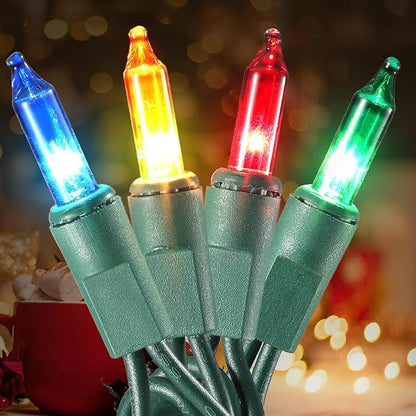 TIGOMOOV Multicolor Christmas Lights Plug in, 100 Count Multi Colored 21ft Christmas String Lights for Tree, Connectable Traditional Indoor String Lights with Green Wire Xmas Outdoor Decorations