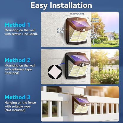 CLAONER Solar Lights Outdoor, [128 LED/12 Packs] Motion Sensor Lights 3 Working Modes for Outdoor with 270° Wide Angle Wireless IP65 Waterproof Security Light for Fence, Patio, Cold White