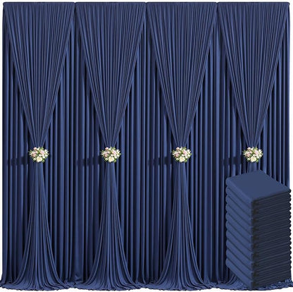 10 Panels Navy Blue Backdrop Curtain for Parties Wedding Wrinkle Free 50ft x 10ft Backdrop Drapes Panels for Baby Shower Gender Reveal Birthday Photo Photography Polyester Fabric Background Decoration