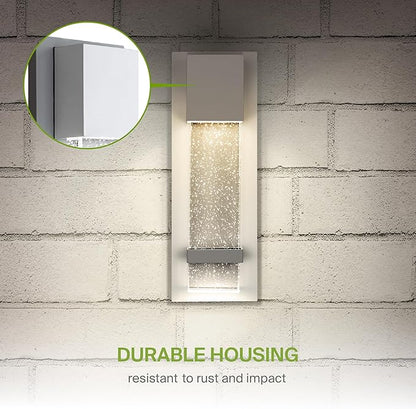 ASD LED 13" Bubble Glass Wall Light Fixture, Outdoor & Indoor Seeded Sconce | 3CCT, Waterproof, Dimmable, ETL Listed | 12W 500LM 3000-5000K 120V | Exterior Lantern, Porch Lighting | White, 4 Pack