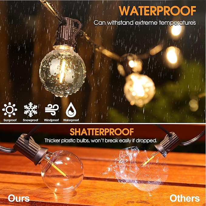 Mlambert G40 LED Replacement Light Bulbs for String Lights, Dimmable E12 Base Shatterproof Bulbs, 1W Equal to 5W, Warm White 2700K, 25Pack, Not Solar