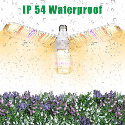 2 Pack 150W LED Grow Light Bulb Foldable Sunlike Full Spectrum Grow Light for Indoor Plants, 414 LEDs Sunlike Plant Light with Power Cord, E27 Plant Lamp for Flowers,Greenhouse Hydroponic
