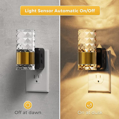 L LOHAS LED Night Light,Modern Night Lights Plug into Wall,2 Pack Amber-3000K-5000K Adjustable Color Temperature Night-Light,Dimmable Nightlights with Dusk to Dawn Sensor for Rooms Bathroom Hallway