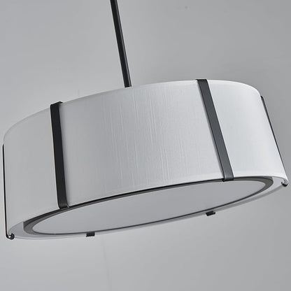 Shrine Lighting Drum Pendant Light, Modern Style, Drum Chandeliers for Dining Room, D18'' x H6'', Adjustable Chains 39'', E12*4 Sockets, White Lampshade & Black Finish