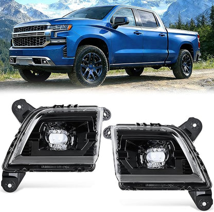 Nilight Fog Light Assembly Compatible with 2019 2020 2021 2022 2023 Chevrolet Silverado 1500 2020-2023 Chevy Silverado 2500HD 3500HD Smoke Lens Driver and Passenger Side