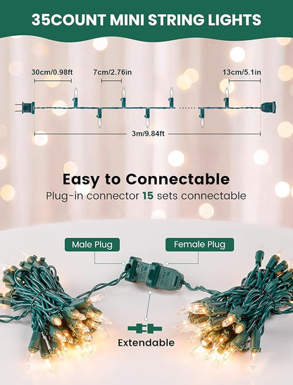 Christmas Lights 35 Count 9.8FT Clear Christmas Lights Incandescent String Lights Plug in Mini Christmas Tree Lights for Indoor Outdoor Xmas Birthday Wedding Festival Decoration,Warm White