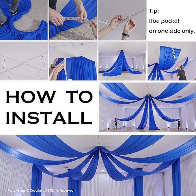 10ftx40ft Royal Blue Ceiling Curtain for Wedding Parties – 2 Panels Wrinkle-Free 40 FT Long Tent Draping Curtains for Wedding, Birthday & Theme Parties, 40ft Height with Rod Pocket