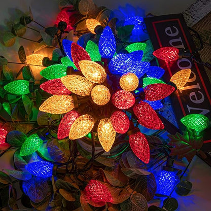 AWQ 100LED 81 FT C9 Christmas String Lights Plug in Fairy Twinkle String Lights 8 Modes Timer Function Waterproof Extendable for Indoor Outdoor Wedding Party Christmas Decoration (100, Multicolor)