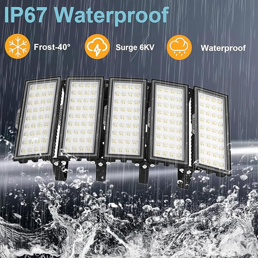 1500W LED Stadium Light 195000LM Super Bright Outdoor Flood Light 6500K Daylight Commercial Arena Lighting 100-277V IP67 Waterproof Adjustable Angle for Sport Fields, Courts