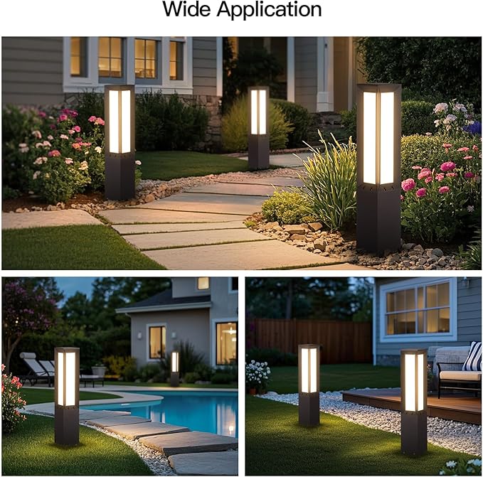 MVBT Solar Pathway Lights Outdoor, 31.5" Landscape Path Lights, IP65 Waterproof Bollard Light Outdoor, 3000K Solar Lamp Path Light, Modern Commercial Pathway Lighting for Walkway Driveway Garden Patio